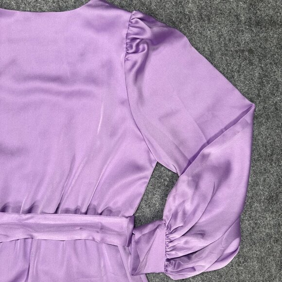 JustFab Women’s Large Tie Front Long Sleeve Lilac Midi Dress New | Elegant Style - Picture 6 of 15